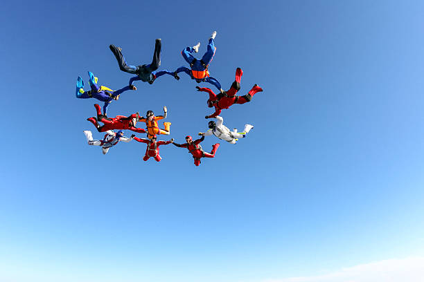 Building a group of paratroopers ring in free fall.